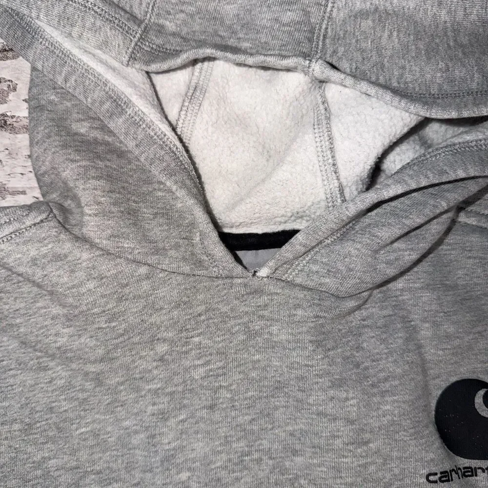 Carhartt Sweatshirt Youth Medium (10-12) Gray Long Sleeve Relaxed Fit Hoodie - Picture 4 of 9